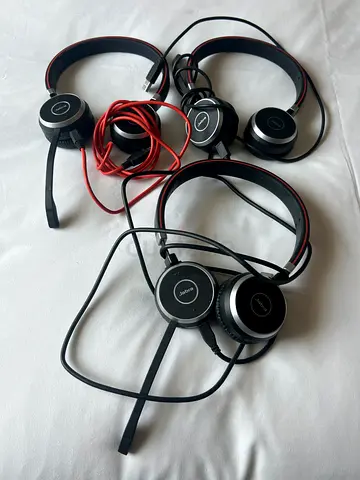 Lot of 3 wired over-ear headsets with microphones - used twice