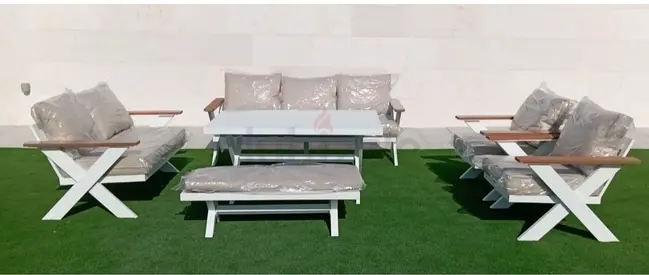 Outdoor 7-piece aluminium Frame Sofa Set with Coffee Table
