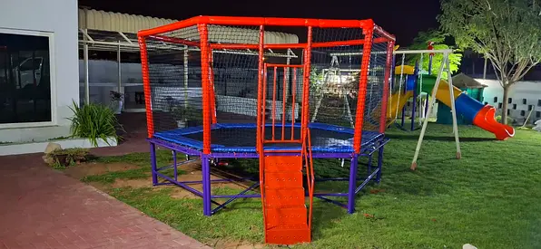 Outdoor Trampoline with Safety Net and Ladder - Good Condition