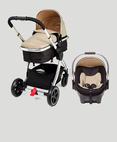 2-in-1 Travel System Stroller with Infant Car Seat - Beige/Black