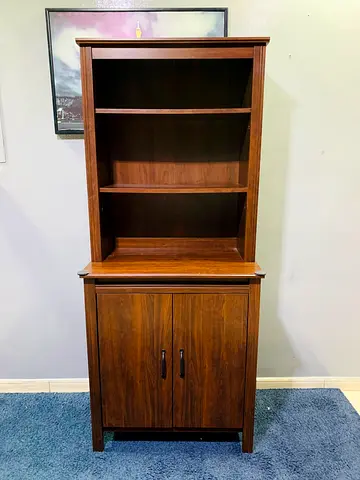 Wooden Bookcase with Lower Cabinet - Good Condition