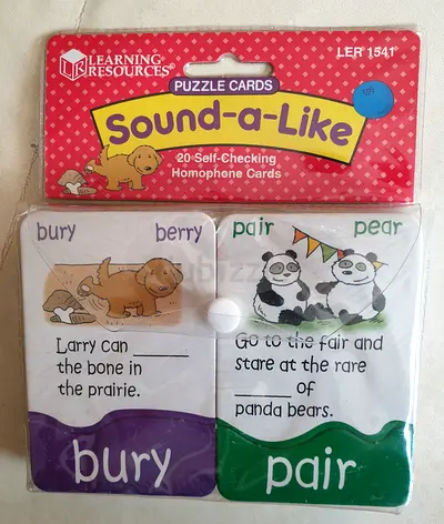 Learning Resources Sound-a-Like Homophone Puzzle Cards (20 self-checking cards) Brand New