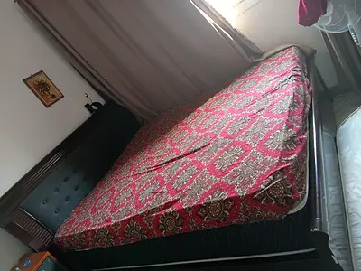 King size wooden bed frame with mattress included - good condition