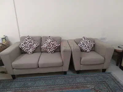 Beige one 2-Seater Sofa and another Single seater sofa set - Good Condition