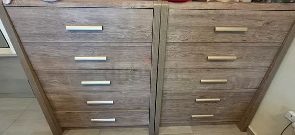 Pair of Wooden Chest of Drawers - Light Oak Finish, Good Condition