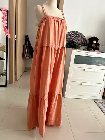 Misguided coral sleeveless summer maxi dress, size M-L
