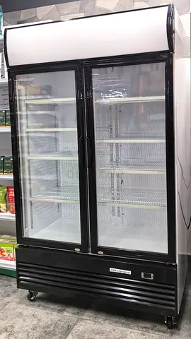 Commercial double-door display refrigerator / chilled merchandiser — good condition