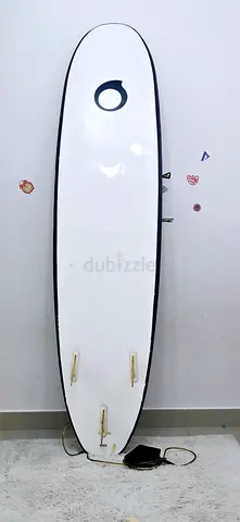 Used foam longboard surfboard with leash - good condition