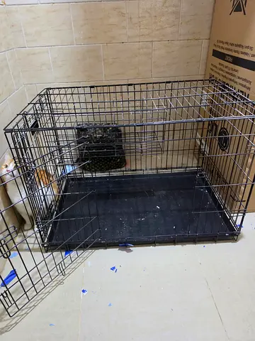 Metal cat or dog/crate cage with removable tray - used