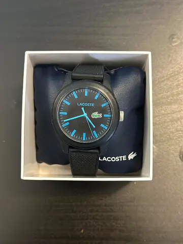 Authentic Lacoste Watch – Matte Black & Electric Blue (With Original Box)