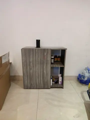 Chamelion Grey teak Water Gallon Storage Cabinet - Compact Woodgrain Unit