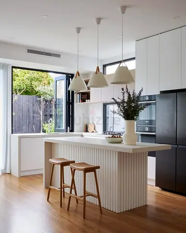 Modern white kitchen island