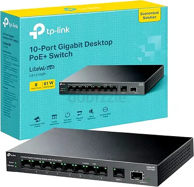 TP-Link 10-Port Gigabit Desktop Switch with 8-Port PoE+, 61 W PoE Budget, 30 W PoE output, Up to 250