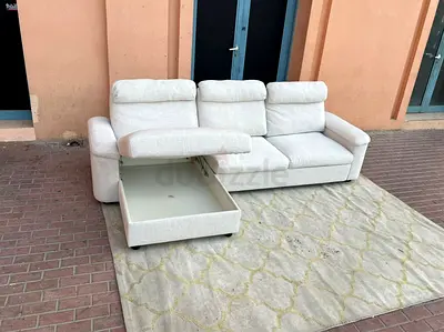 Like new Condition IKEA Lidhult L Shape Sofa Bed with Storage Beige