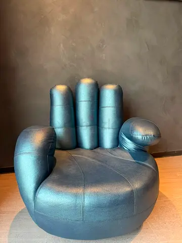 Blue leather contemporary accent chair