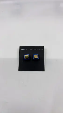 Marc Jacobs Blue and Gold-Tone Square Stud Earrings