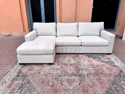 Feather 🪶 filled Crate&Barrel L Shape Sofa Beige