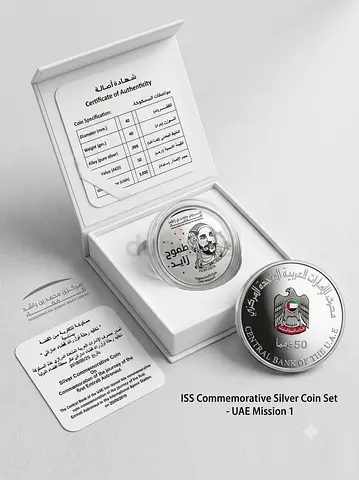 ISS Commemorative Silver Coin Set - UAE Mission 1 (Certificate Included)
