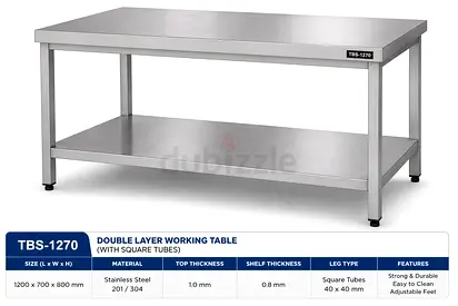 Double Layer Working Table (with Square Tubes) (TBS-1270)