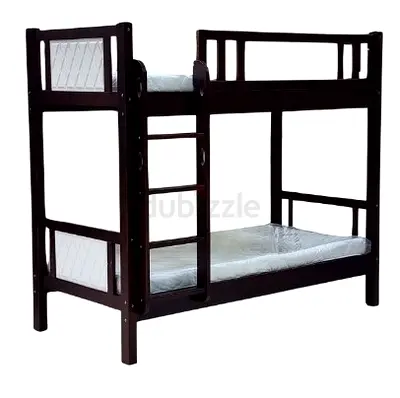 Solid Wood Bunk Bed with Ladder - Dark Finish, Good Condition
