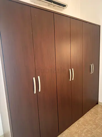 6-Door Wooden Wardrobe / Armoire - Dark Brown, Good Condition