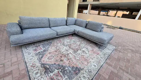 Amazing Condition Papadatos L Shape Sofa dark gray