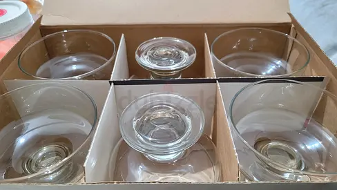 Set of 6 Clear Glass dessert bowl with Divided Gift Box