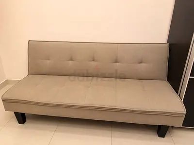 Beige Convertible Sofa Bed / Futon - Good Condition