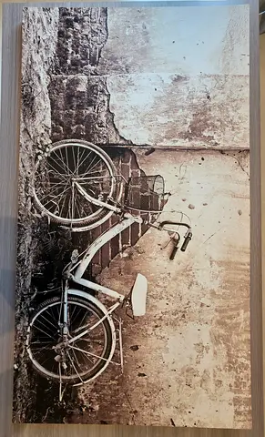 Large Vintage Bicycle Picture – Wooden Framed Wall Art