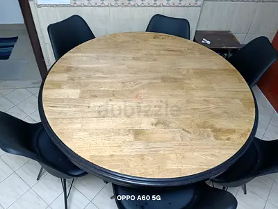 Wooden round Dining Table with 6 chairs