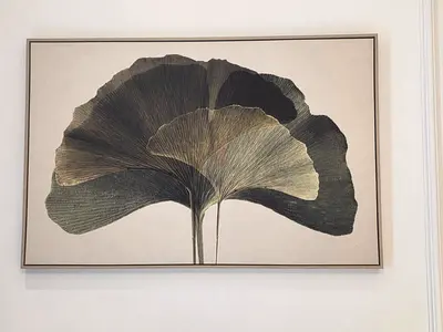 Large Modern Ginkgo Leaf Framed Wall Art | Elegant Home Decor