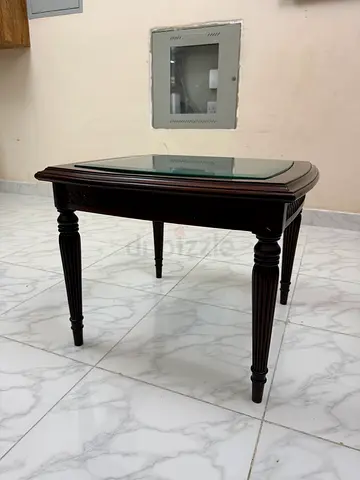 Classic Dark Wood Side Table with Glass Top