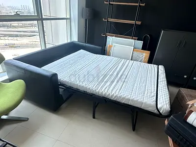 Black Two Seater sofa bed with mattress