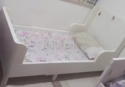 White Toddler Bed / Single Kids Bed with Side Rails — Good Condition
