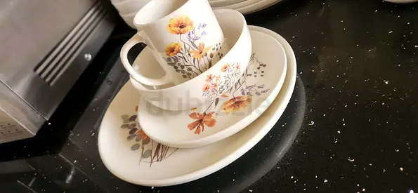 Set of Floral dinner set for 4 perons 16 pices .Brand Pan home .semi new condition