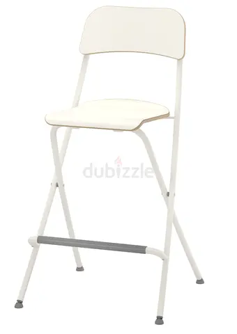 Bar stool (chair) with backrest, foldable, counter height white, 63 cm - IKEA "FRANKLIN", 2 pcs