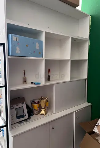 White Multi Compartment Bookcase and Storage Cabinet