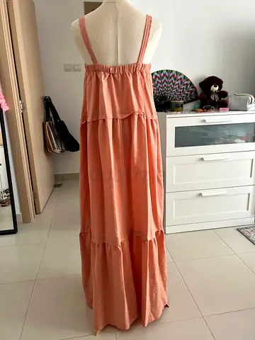 Misguided coral sleeveless summer maxi dress, size M-L
