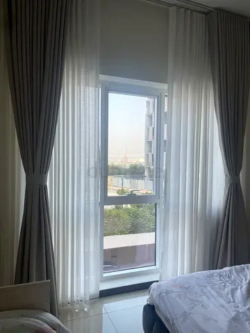 Light Grey curtains blackout with Sheer – Good Condition
