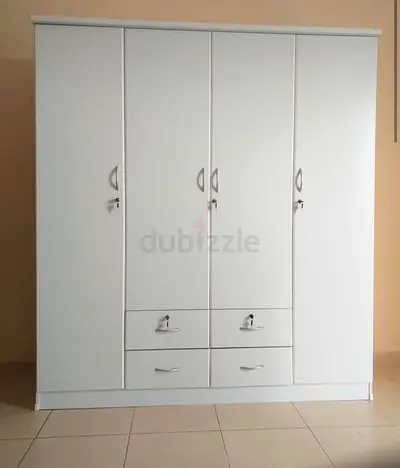 White 4-Door Wardrobe with 4 Drawers - Good Condition