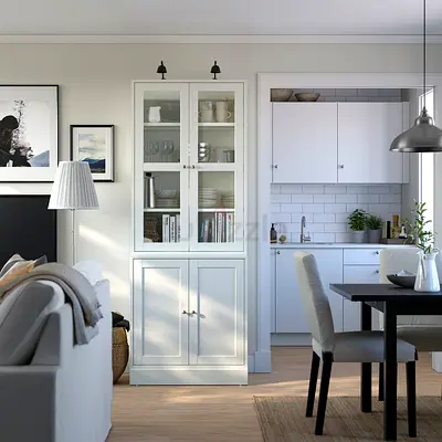 HAVSTA Storage combination w glass-doors, white, 81x47x212 cm