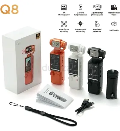 Q8 4K Mini Handheld Camera with Adjustable Head and Tripod (New)