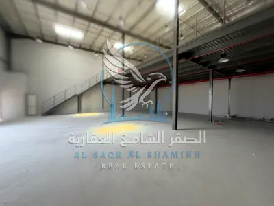 Shed for rent in Sajaa on a main road, 3,900 sq. ft., suitable for storage, workshops, industrial and commercial activities.