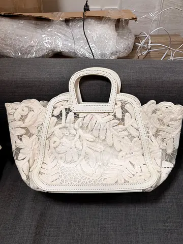 Ralph Lauren - White Lace Cutout Handbag with Top Handles - Excellent  Condition