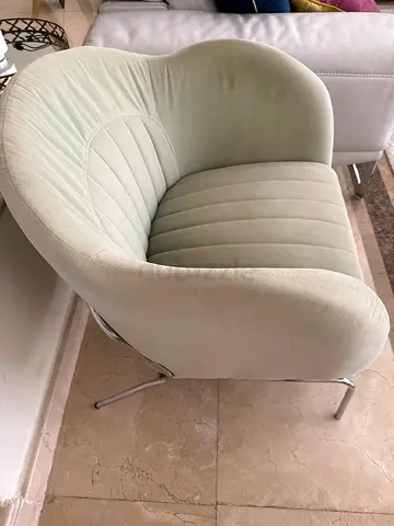 2 x Green chair with chrome legs