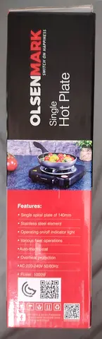 Olsenmark Single Electric Hot Plate — 140mm Stainless Steel Element