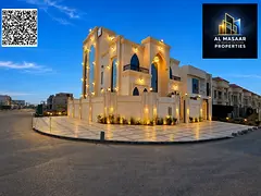 Corner villa for sale in Ajman | Al Helio 1 area | 7 bedrooms, majlis, 2 living rooms, and roof terr