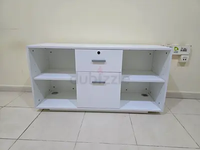 White TV Stand / Entertainment Unit with Drawers and Shelves