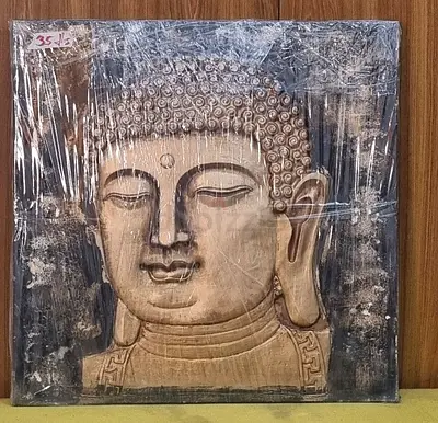 Framed Buddha Wall Art - Textured Relief Panel