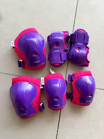 Child’s Purple & Pink Protective Knee, Elbow and Wrist Pads Set (Decathlon Oxelo)